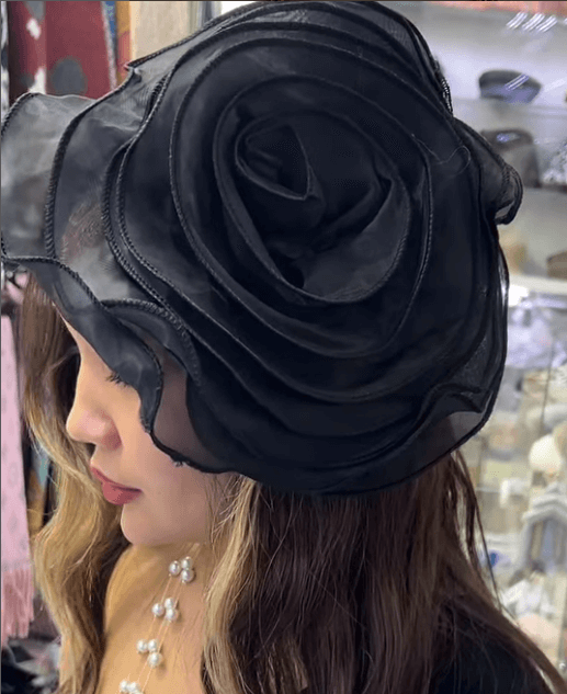 Крупные броши цветы  "Роза" черный