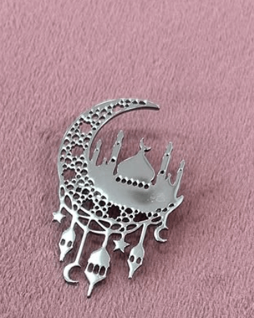 Брошь "Мечеть в ореоле луны" цвет серебристый