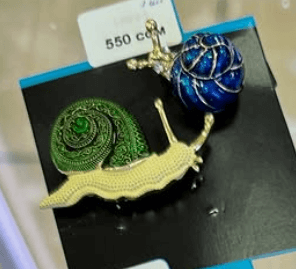 Брошь "Синий и зеленый улитки"