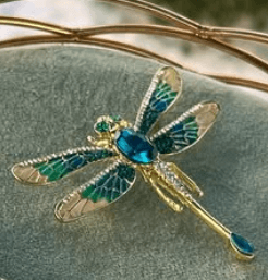 Брошь Стрекоза с бирюзовыми вставками маленький