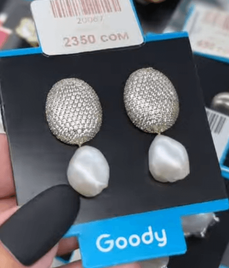 Серьги овал с жемчугом