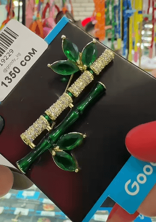 Брошь "Бамбук дерево" зеленый