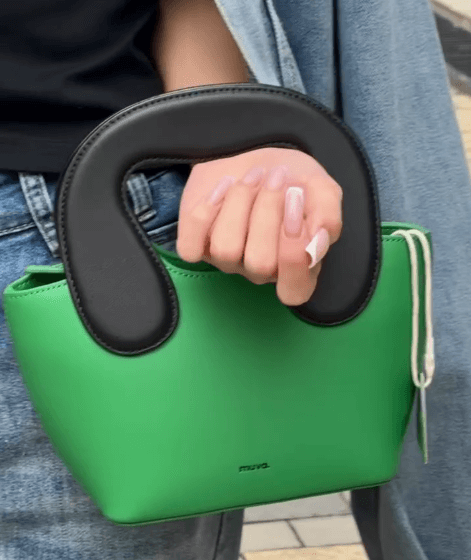 Мини сумочка цвет зеленый\черный из натуральной кожи