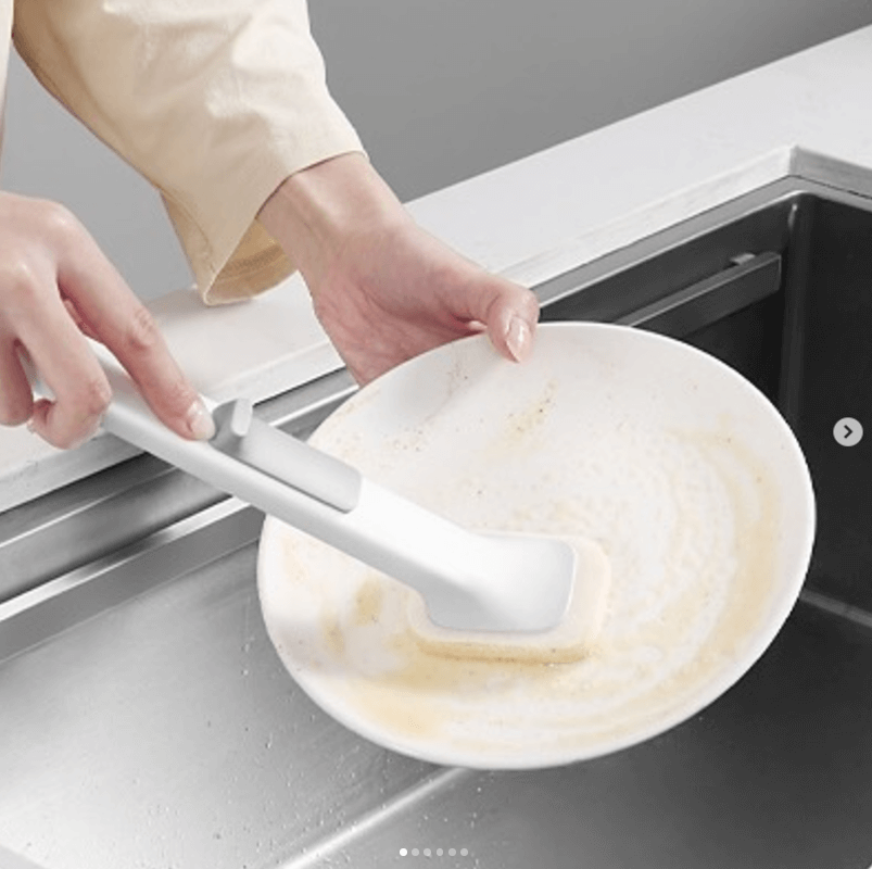 Набор для мытья посуды держатель и губки 10 шт Хіаоmi Blue Fish Disposable Pot Brush Set