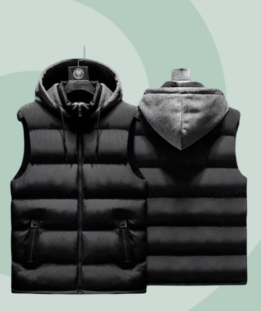 Стеганная жилетка с трикотажным капюшоном подарочная