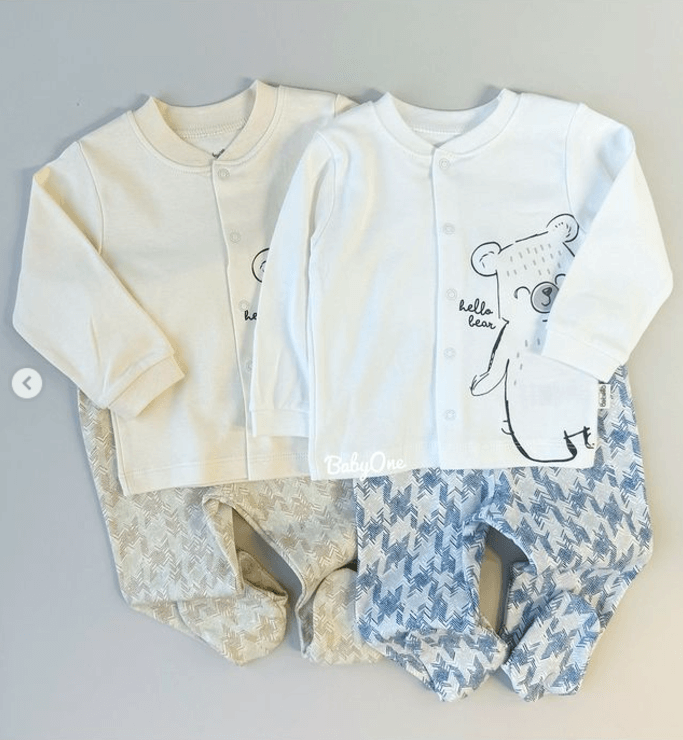 Двойка Bebetto для новорожденных с рисунком мишки