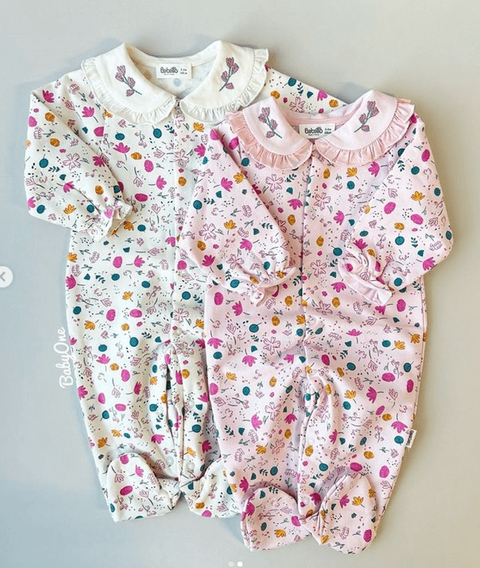 Слипик Bebetto для новорожденной девочки с листочками
