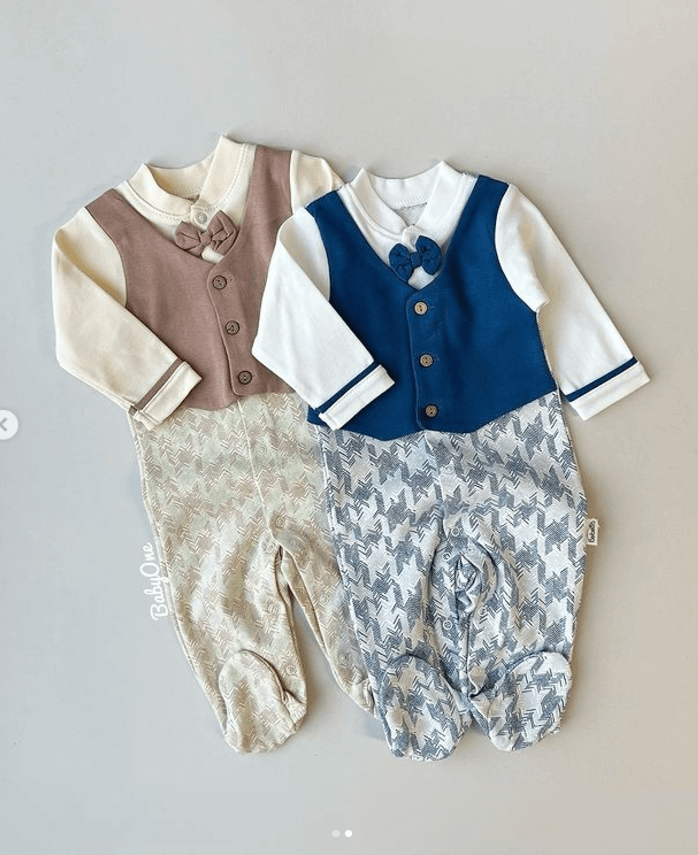 Слипик Bebetto для новорожденных с имитацией жилета и с бабочкой