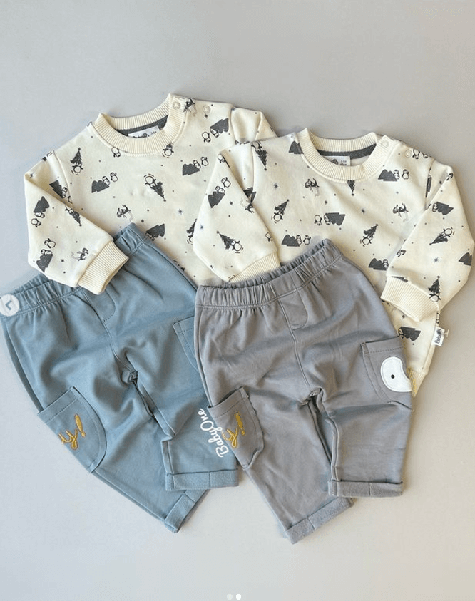 Двойка Bebetto для новорожденных с рисунками елок и пингвинов