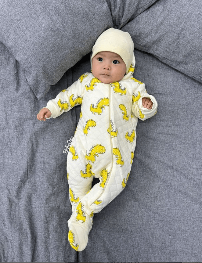 Комбинезон Bebetto для новорожденных стеганный с динозавриками