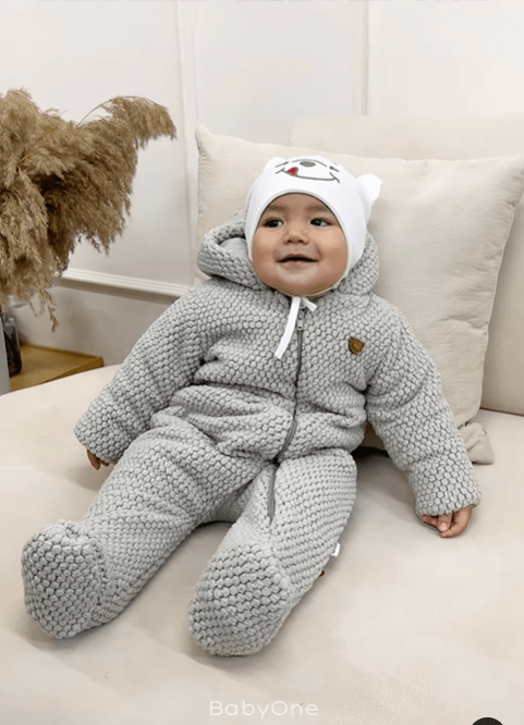 Теплый комбинезон Bebetto для новорожденных серый