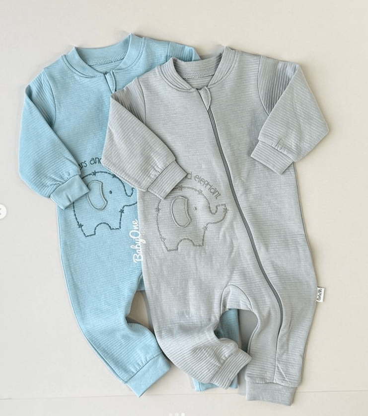 Слип для новорожденных в мелкую полоску с рисунком слоненка