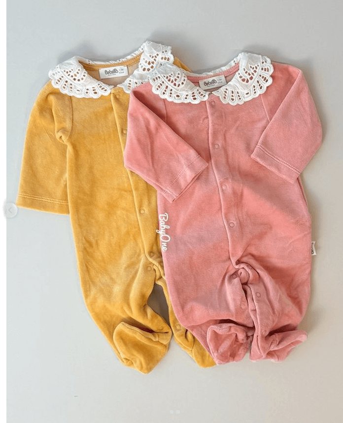 Слип для новорожденных с ажурным воротником