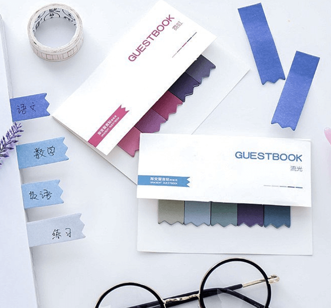 Бумажные стикеры-закладки в стиле градиент