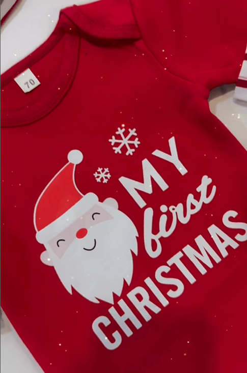 Рождественская тройка шапка+боди+штаны для новорожденных