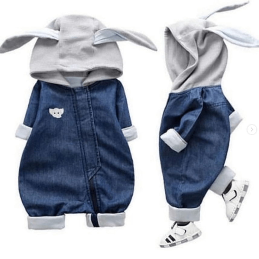 Джинсовый комбинезон детский с заячьими ушками