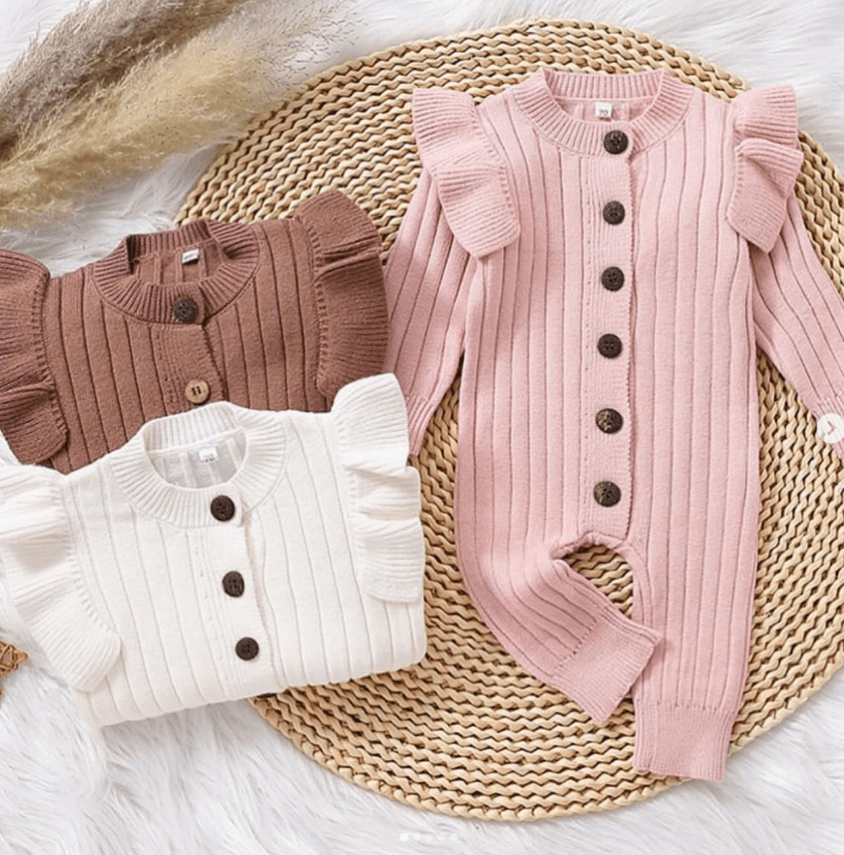 Вязаный комбинезон Cute для девочек с рюшками