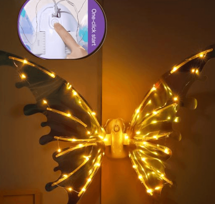 Электрические крылья бабочки со светом, перезаряжаемые детские крылья феи, набор светящихся ангелов на спине, украшение на Хэллоуин, костюм для вечеринок