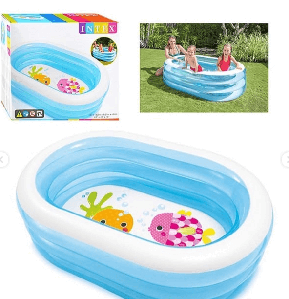 Надувной овальный бассейн INTEX, 163х107х46, от 3 лет