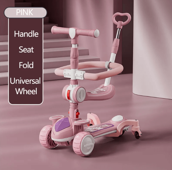 Самокат с сиденьем , защитным бортиком и родительской ручкой Maraton X20 розовый