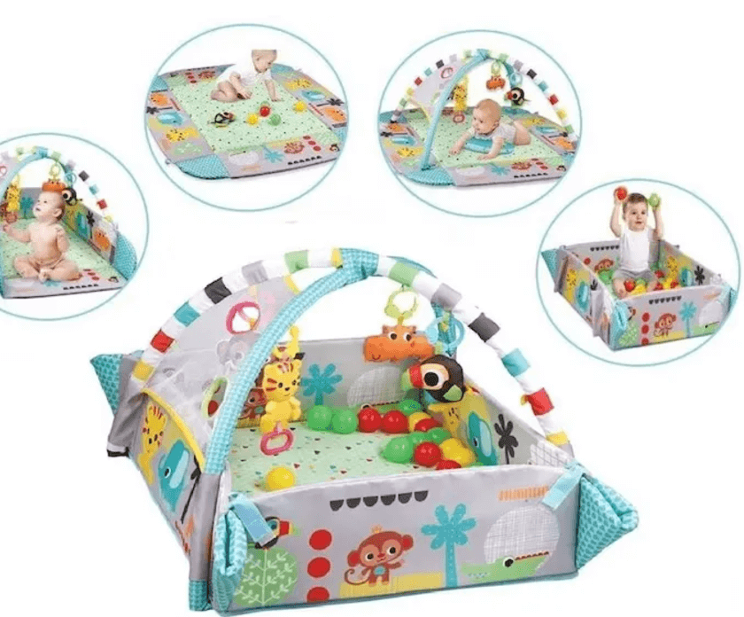 Развивающий коврик для младенцев с бортиками 5в1,погремушки, набор шариков