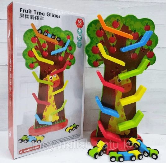 Деревянная горка "Дерево" с машинками, 9 уровней