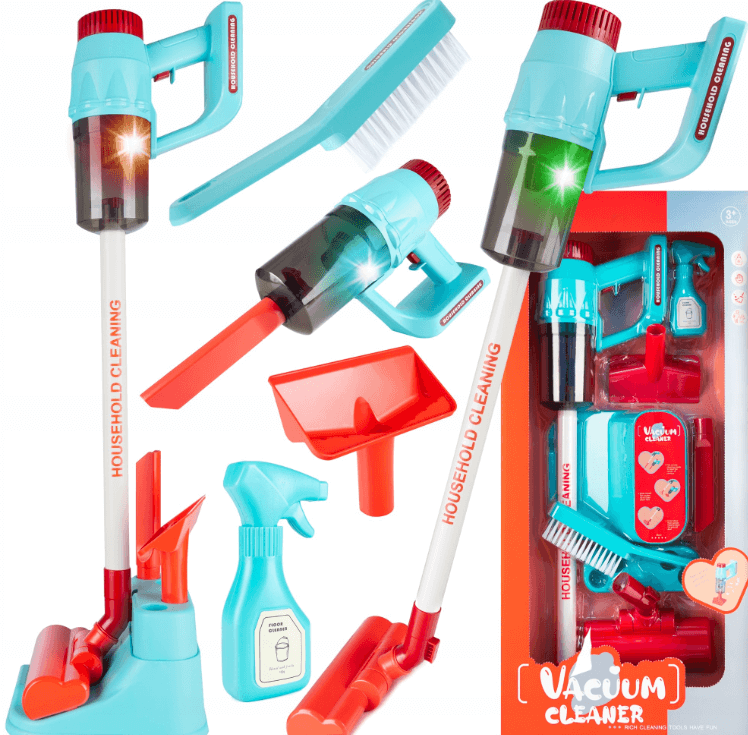 Детский игровой вертикальный пылесос с аксессуарами | Kids Toy Vertical Vacuum Cleaner