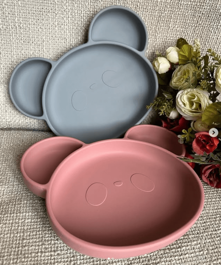 Тарелка силиконовая секционная в форме головы медвежонка
