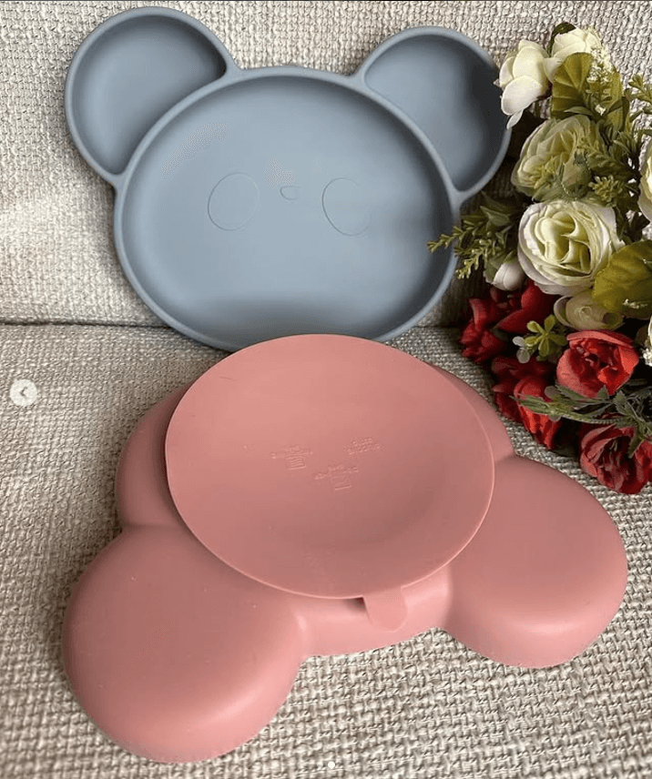 Тарелка силиконовая секционная в форме головы медвежонка