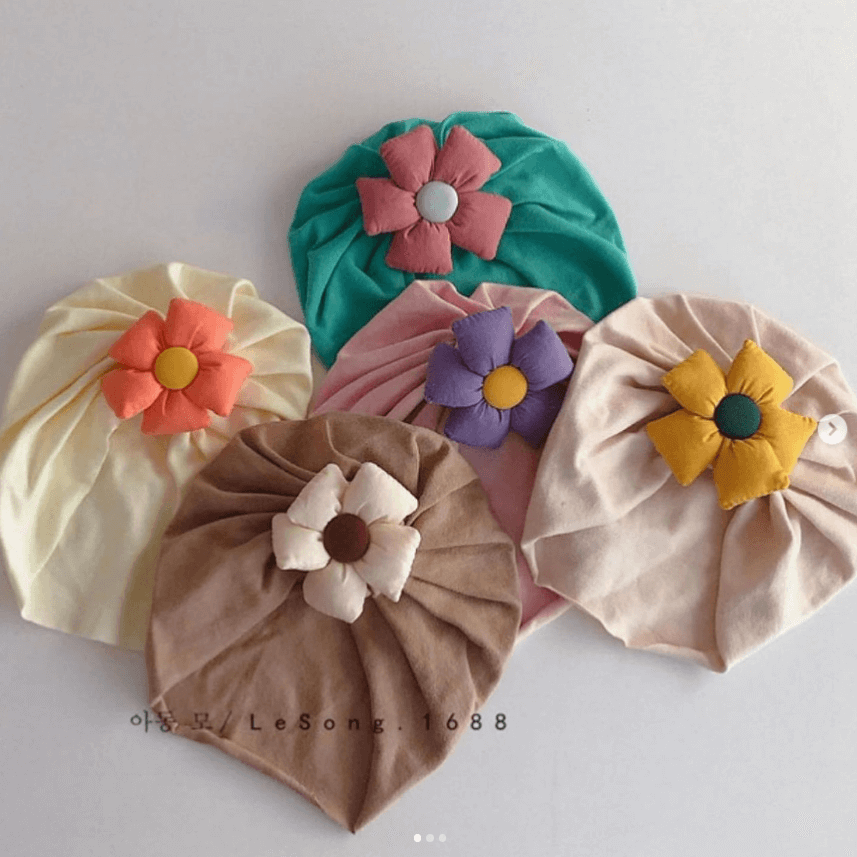 Тюрбанах для самых маленьких девочек с цветком хлопок