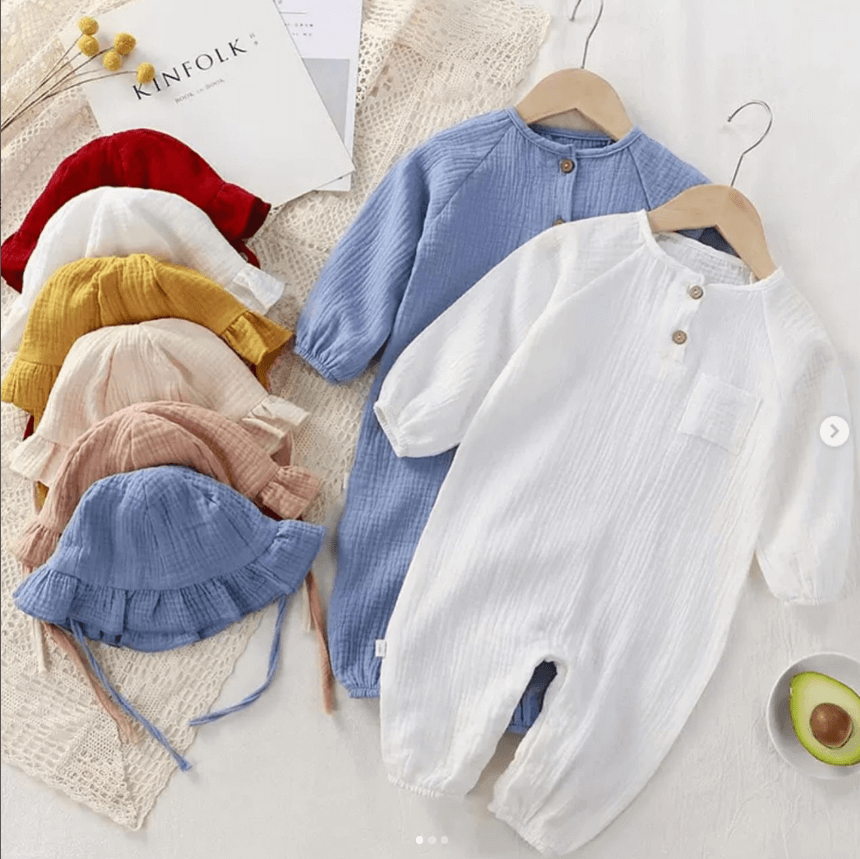 Слип с чепчиком муслиновый для малышей