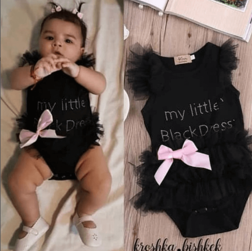 Боди "My Little Black Dress" для девочки с юбочкой и бантиком