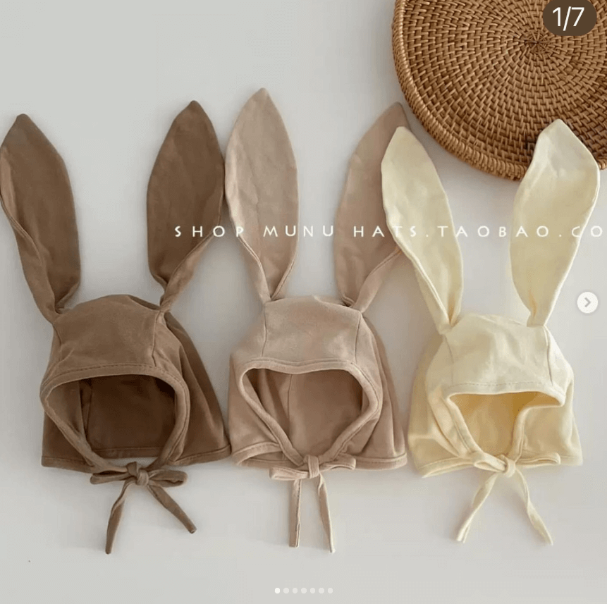 Шапка "Милый зайка" для новорожденных хлопок с длинными ушками