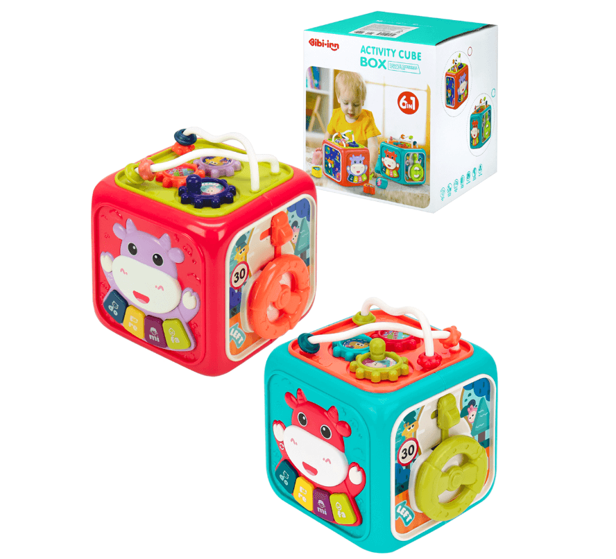 Куб логический на бат.(6 в 1) 13х12,5х15,5 см, цвет микс