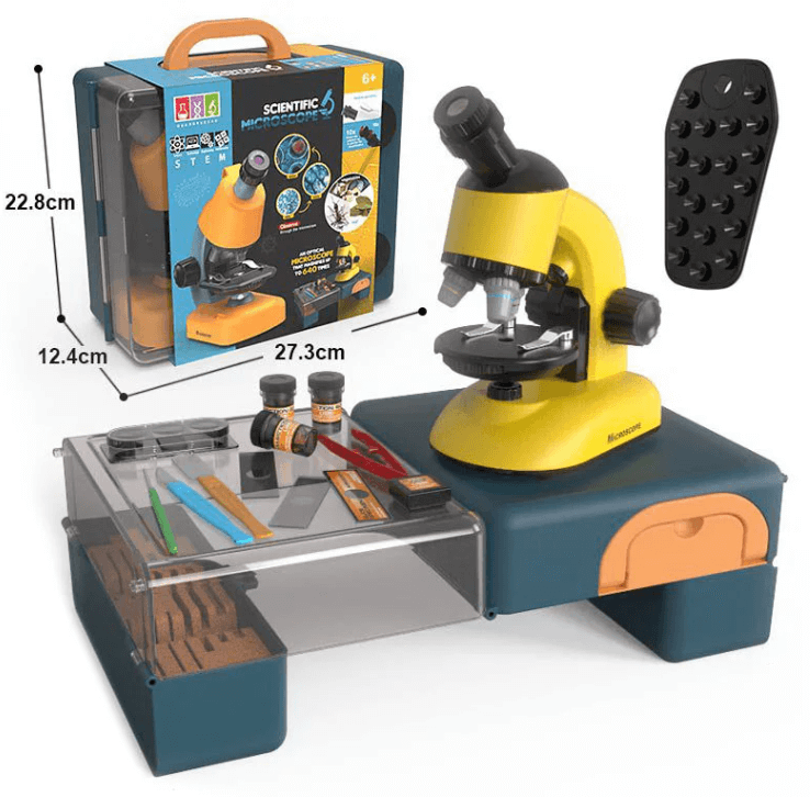 Микроскоп игрушечный 1188-3 в чемоданчике, увеличение 40x, 100x, 640x
