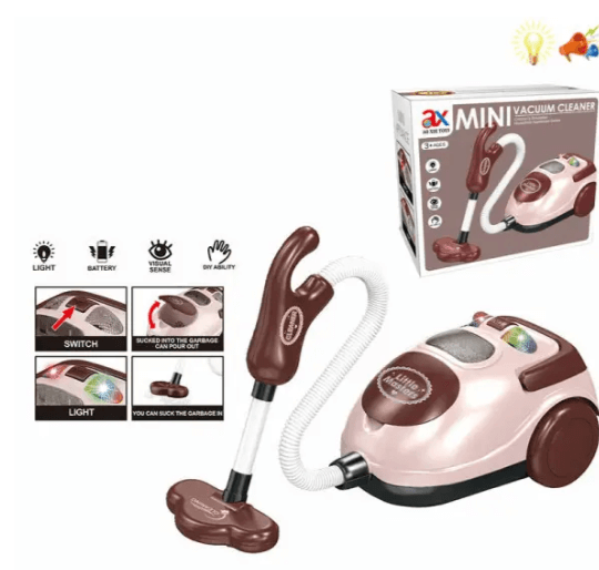 Детский игрушечный пылесос 6787A со световыми и звуковыми эффектами, на батарейках, в коробке