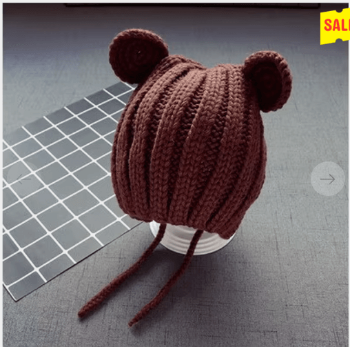 Вязанная шапка Мишка детская