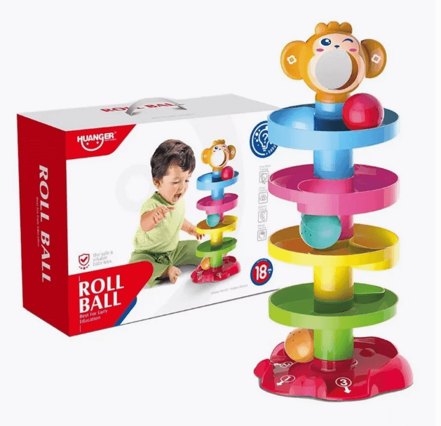 Пирамидка детская для малышей пластиковая большая с шариками