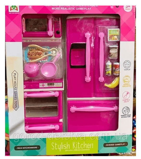 Интерактивная кухня 8208 для барби с аксессуарами, звук, свет, на батарейках, в коробке