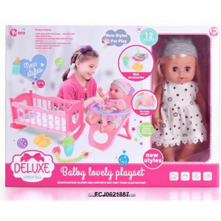 Пупс с кроваткой и стульчиком для кормления в кор. в Нижнем Новгороде