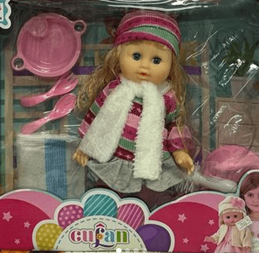 Игровой набор Мой малыш, кукла 33 см. Озвучен, напитки, пишет, предметы 4 шт Наша игрушка