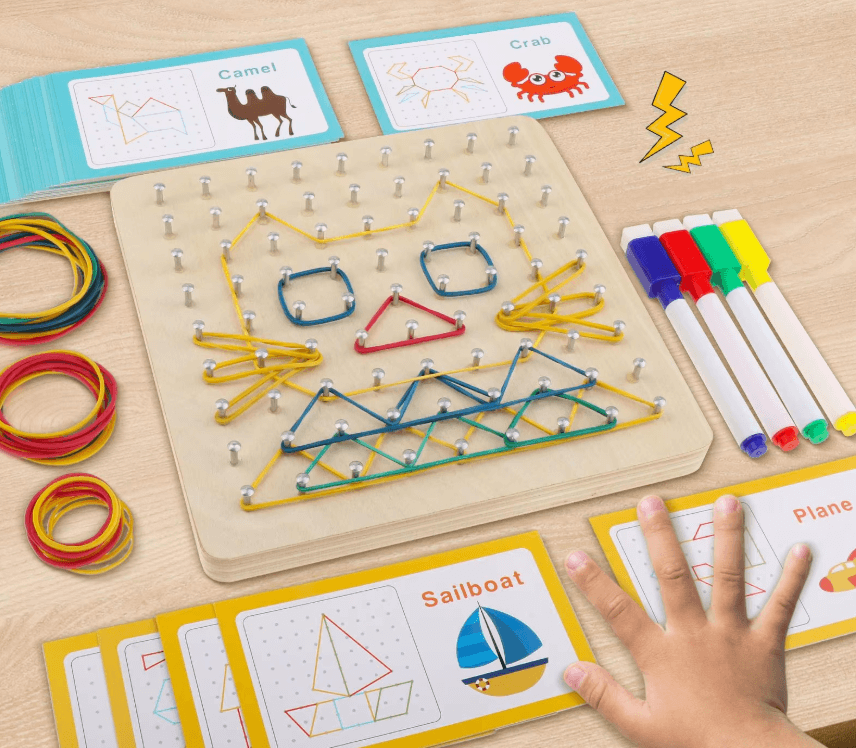 Геоборд с резинками деревянный