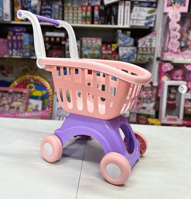 Тележка детская для супермаркета продуктов игрушек с ручкой