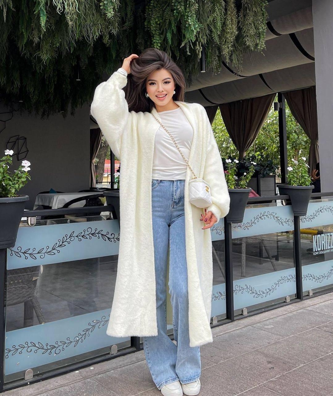 Кардиган пушистый удлиненный