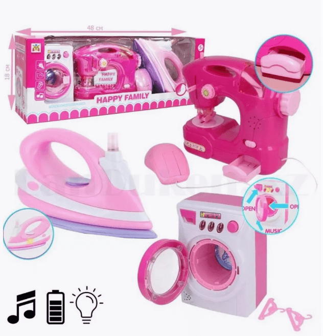 Набор Техники Утюг Стиральная и швейная машинка пылесос