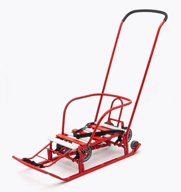 Санки с колесами / Снегомобиль RT Kelkka Buran на больших колесах + 2 маленьких колеса