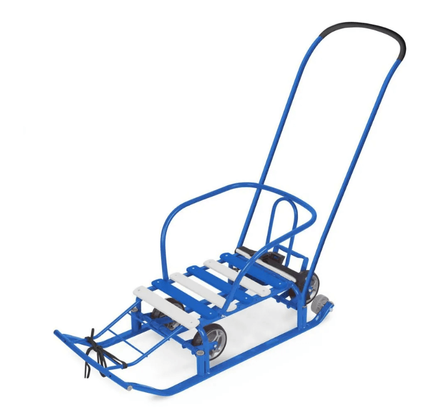 Санки детские с колесами и ручкой ника