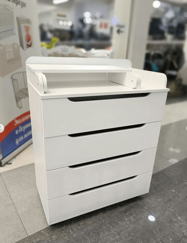 Детский комод с пеленальной доской белый 4 секции