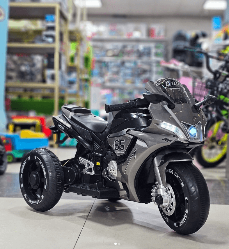Электромотоцикл детский серый