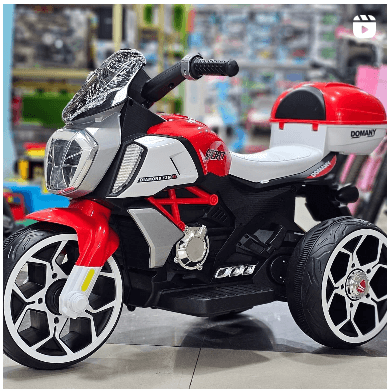 Электромотоцикл детский красно-белый